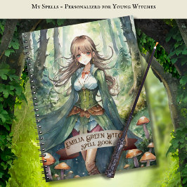 Tiener GROENE Heksenspreuken Boek Grimoire Notitieboek