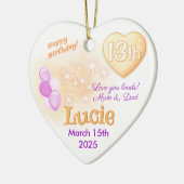 Tiener Hart 13e Verjaardag Meisje Dochter Keramisch Ornament (Links)