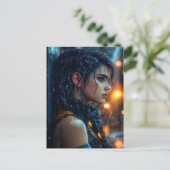 Tiener in de regen briefkaart (Staand voorkant)