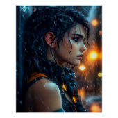 Tiener in de regen perfect poster (Voorkant)