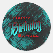 Tiener jongen verjaardag ronde sticker (Voorkant)