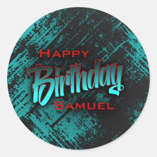 Tiener jongen verjaardag ronde sticker (Voorkant)