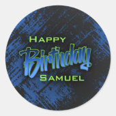 Tiener jongen verjaardag ronde sticker (Voorkant)