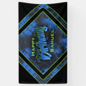 Tiener jongen verjaardag spandoek (Verticaal)