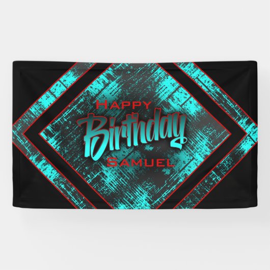 Tiener jongen verjaardag spandoek (Horizontaal)