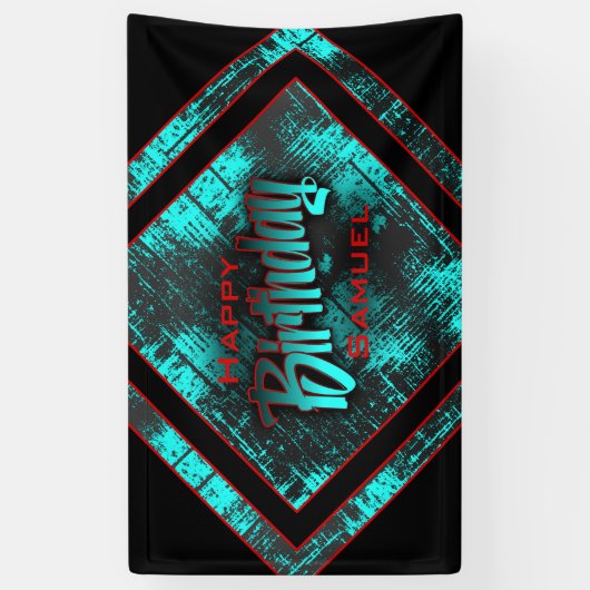 Tiener jongen verjaardag spandoek (Verticaal)