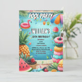 tiener jongen water blauw Cool zwembad Party 13e v Kaart (Staand voorkant)