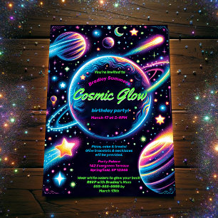Tiener kosmische gloed ruimte thema verjaardagsfee kaart