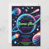 Tiener kosmische gloed ruimte thema verjaardagsfee kaart (Voorkant)