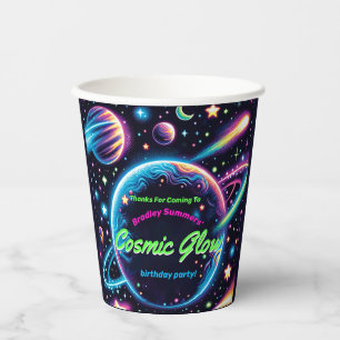 Tiener kosmische gloed ruimte thema verjaardagsfee papieren bekers