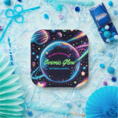 Tiener kosmische gloed ruimte thema verjaardagsfee papieren bordje (Feest)