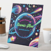 Tiener kosmische gloed ruimte thema verjaardagsfee reclamebord met voetstuk (Insitu)