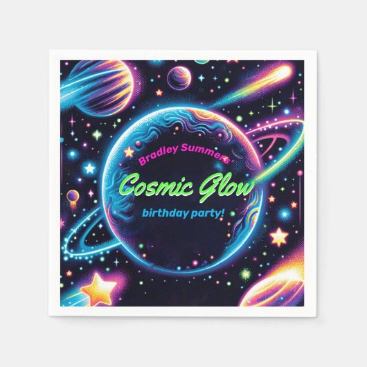 Tiener kosmische gloed ruimte thema verjaardagsfee servet (Voorkant)