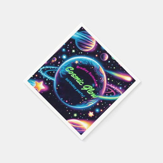 Tiener kosmische gloed ruimte thema verjaardagsfee servet (Hoek)