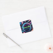 Tiener kosmische gloed ruimte thema verjaardagsfee vierkante sticker (Envelop)