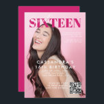 Tiener Magazine Hoesje QR Code Sweet Zestien Verja Kaart<br><div class="desc">Tiener Magazine Hoesje QR Code Sweet Zestien Verjaardagsuitnodiging</div>