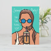 Tiener meisje bubble thee kleurrijke schattige ver kaart (Staand voorkant)