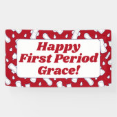 Tiener Meisje Gelukkig Eerste Periode Rood Menstru Spandoek (Horizontaal)