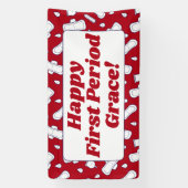 Tiener Meisje Gelukkig Eerste Periode Rood Menstru Spandoek (Verticaal)