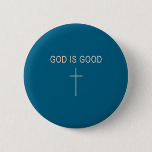 Tiener Meisje God Is Goed Kruis Jezus Minimalistis Ronde Button 5,7 Cm