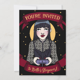 Tiener Meisje Gothic Gamer Zwart Rood Slapovernigh Kaart