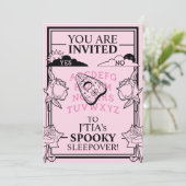 Tiener Meisje Gotische Pastel Roze Spooky Sleepove Kaart (Staand voorkant)