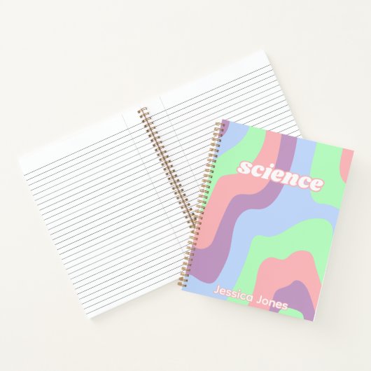 Tiener Meisje Groovy Roze Blauw Wavy Lines Onderwe Notitieboek (Binnen)