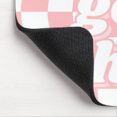 Tiener Meisje Groovy Roze Wit Checkerboard Tekst Muismat (Hoek)