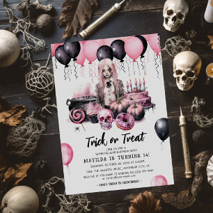 Tiener Meisje Halloween Spooktacular Verjaardagsfe Kaart