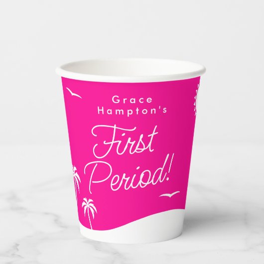 Tiener Meisje Heet Roze Zomer Eerste Periode Parti Papieren Bekers (Voorkant)