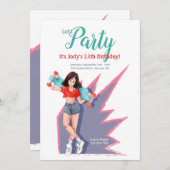 Tiener Meisje met Skateboard Kaart (Voorkant / Achterkant)