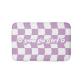 Tiener Meisje Paarse Wit Checkerboard Patroon Slog Badmat (Voorkant)