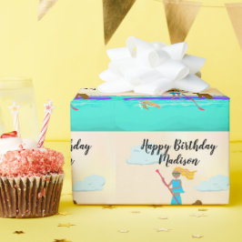 Tiener Meisje Paddleboard Gefeliciteerd Verjaardag Cadeaupapier