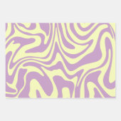 Tiener Meisje Pastel Geel Paarse Wavy Checker Bloe Inpakpapier Vel (Voorkant 3)
