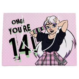 Tiener Meisje Roze Cartoon Punk 14e Verjaardag Groot Cadeauzakje