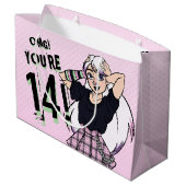 Tiener Meisje Roze Cartoon Punk 14e Verjaardag Groot Cadeauzakje (Achterkant Gekanteld)