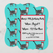 Tiener Meisjes Aqua Kat Verjaardagsuitnodiging Kaart (Voorkant / Achterkant)