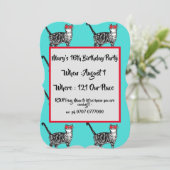 Tiener Meisjes Aqua Kat Verjaardagsuitnodiging Kaart (Staand voorkant)