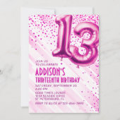 Tiener Meisjes Roze 13e verjaardag Uitnodiging (Voorkant)