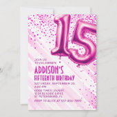 Tiener Meisjes Roze 15e verjaardag Uitnodiging (Voorkant)