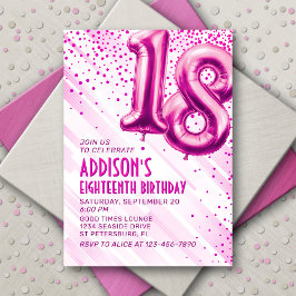 Tiener Meisjes Roze 18e verjaardag Uitnodiging