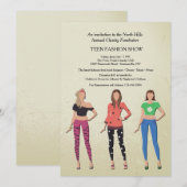 Tiener Modellen Mode Show Uitnodiging (Voorkant / Achterkant)
