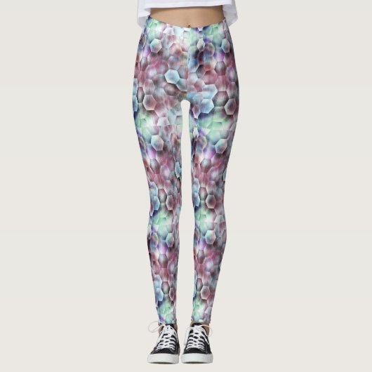 Tiener Modern Roze Roze Blauw Grijs Grijs Pastel L Leggings (Voorkant)