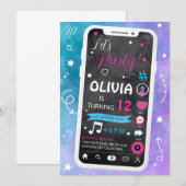 Tiener Muziekster Verjaardag Kaart (Voorkant / Achterkant)