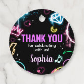 Tiener Neon Dertiende Verjaardag Party Round Bedankjes Labels (Voorkant)