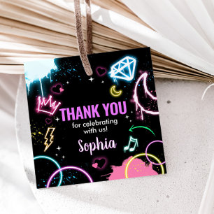 Tiener Neon Dertiende Verjaardag Party Square Bedankjes Labels