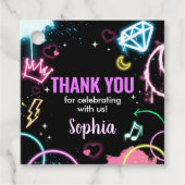 Tiener Neon Dertiende Verjaardag Party Square Bedankjes Labels (Voorkant)