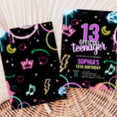 Tiener Neon Dertiende Verjaardagsfeest Kaart