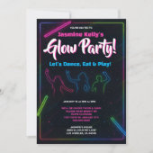 Tiener Neon Glow Party Silhouette Dance Kaart (Voorkant)