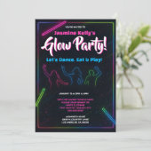 Tiener Neon Glow Party Silhouette Dance Kaart (Staand voorkant)
